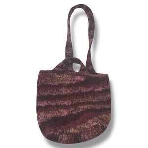 Purple Burgundy Soft Rainbow Wool Knit Felted Purse Satchel Handbag Hippie